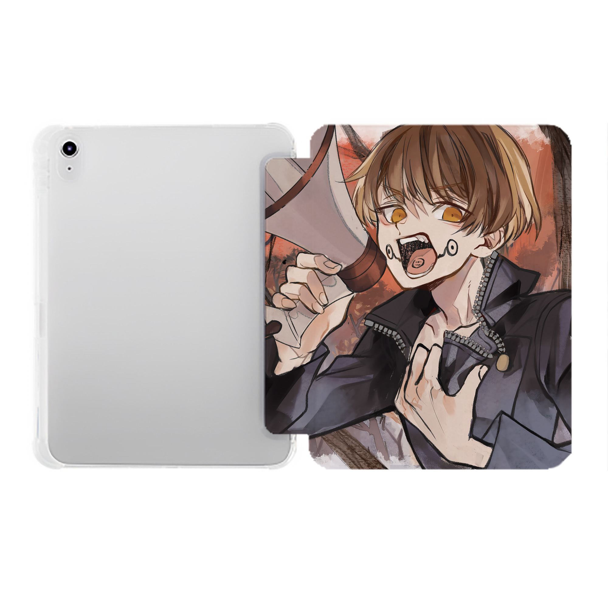 （画像用） 呪術廻戦 Jujutsu Kaisen IPad ケース ペン収納付き 三つ折りスタンド PUレザー×シリコン 対応機種9.5/10.5/10.9インチ